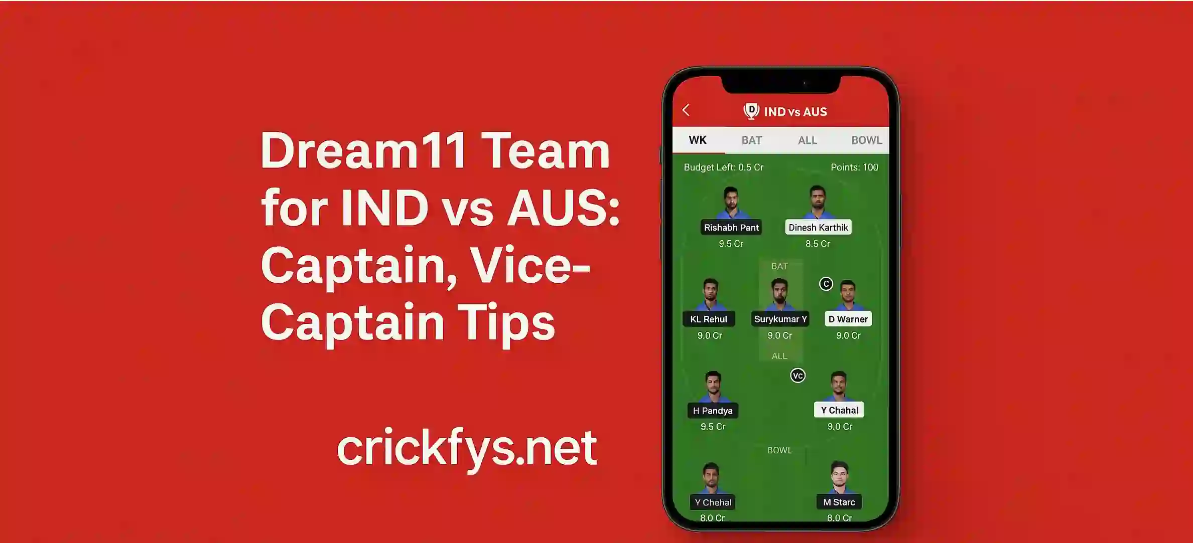 Dream11 Team for IND vs AUS: Captain, Vice-Captain Tips